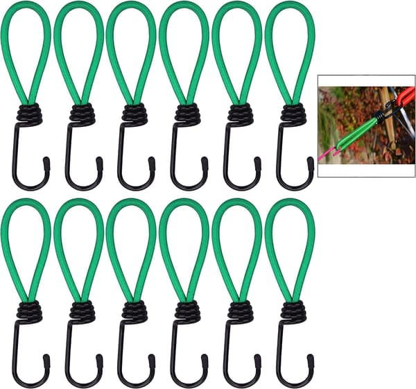 12 kpl bungee-koukku, pressu bungee-koukku elastiset bungee-narut Leiri