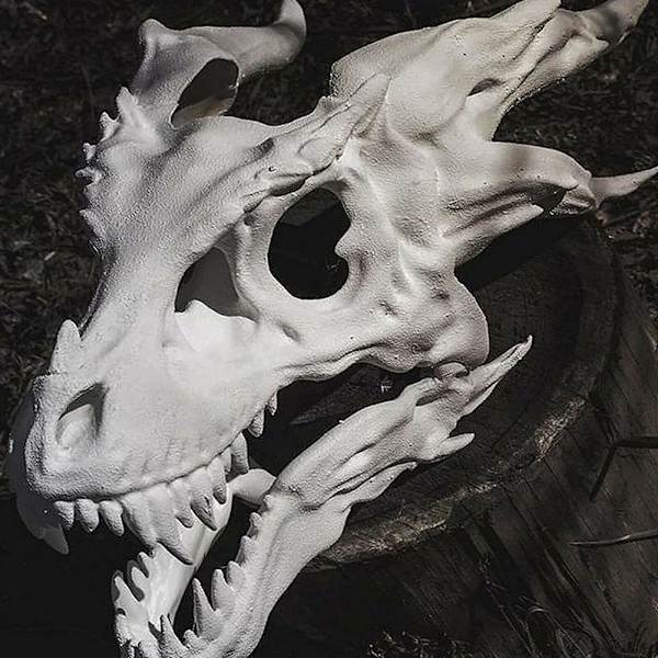 Dragemaske Movable Jaw Dino Mask Moving Dinosaur Decor Mask white 45*22*22㎝