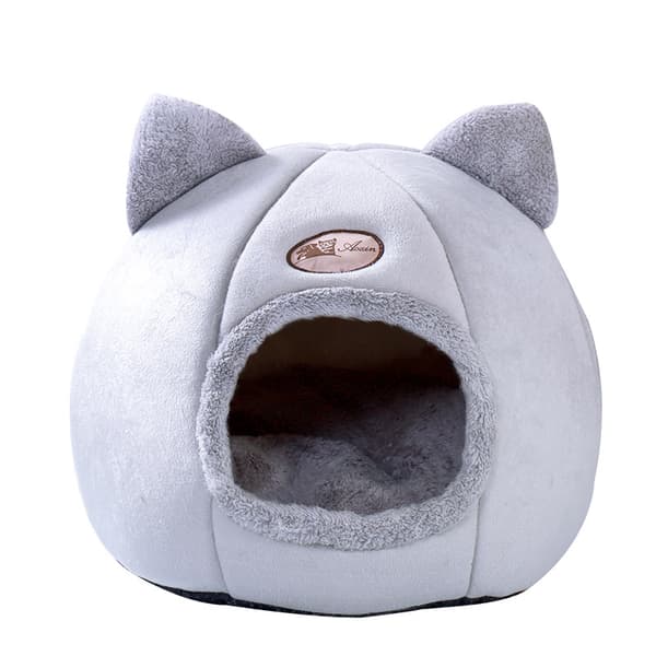 Plus Velvet Warm Pet Tent Cave Beds gray M,33*33cm