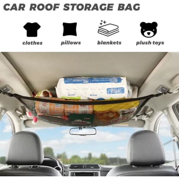 Bil Loft Opbevaring Net Tag Justerbar Rejse Opbevaringspose black large