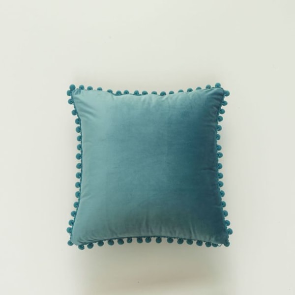 Pudebetræk Pompoms Kanter Ultra Soft Velvet Pudebetræk Sofa Sofa Lændepudebetræk Deep blue 45X45CM