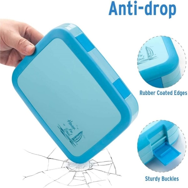 Bärbar Lunchbox Mikrovågs Lunchbox Barnservis blue 4 grids