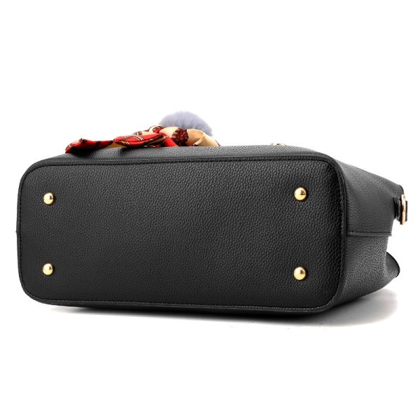 PU læder håndtaske til kvinder Crossbody Tote skuldertaske black 31*13*23cm