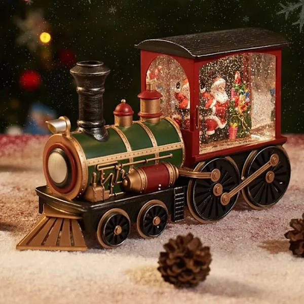 Julegave Juleaften Musikdåse Tog Musikdåse Krystalkugle ornamenter colored Santa Claus