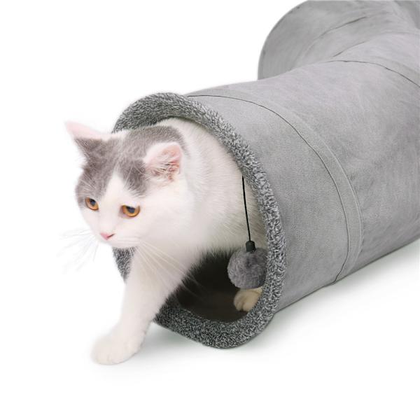 S Shape Sammenklappelig Cat Tunnel Cat Legetøj Slidstærkt ruskind gray 124*26cm