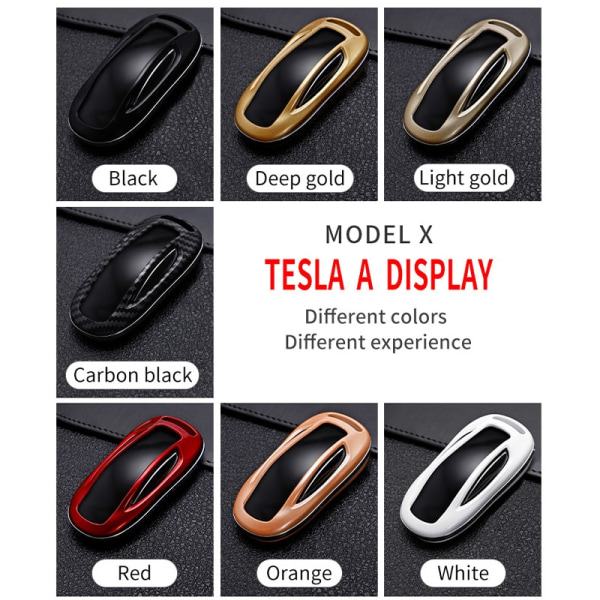 Ny ABS Carbon Fibe Car Remote Key Fuld Cover Case Shell Til Tesla Model 3 Model S Model X Car Smart Key Tilbehør Holder Fob light gold for model s model 3
