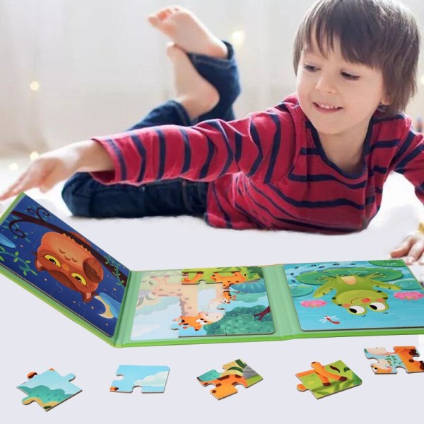 6 stil Vikbar frukt magnetisk pusselbok Upplysningsleksak story puzzle