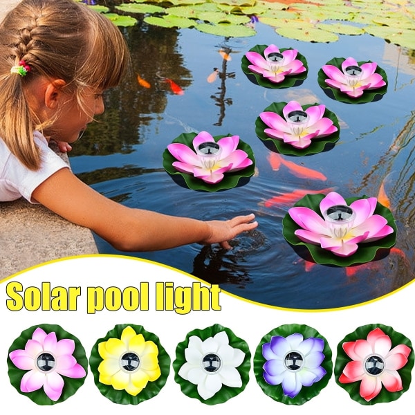 Solar Artifical Floating Lotus LED-ljus Trädgårdsdamm Fountain Dekor Utomhusbelysning Purple
