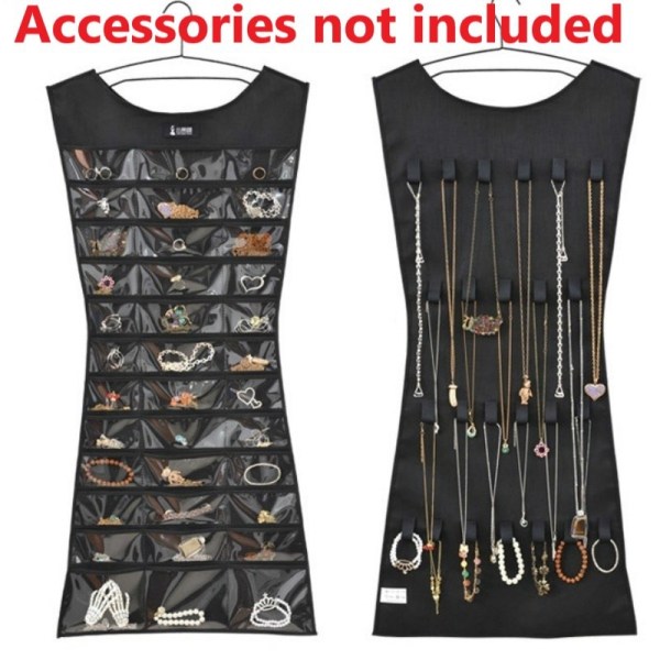 Hængende opbevaringstaske Smykkeholder Halskæde Armbånd Ørering Ring Smykkearrangører og opbevaringssmykkepose Black