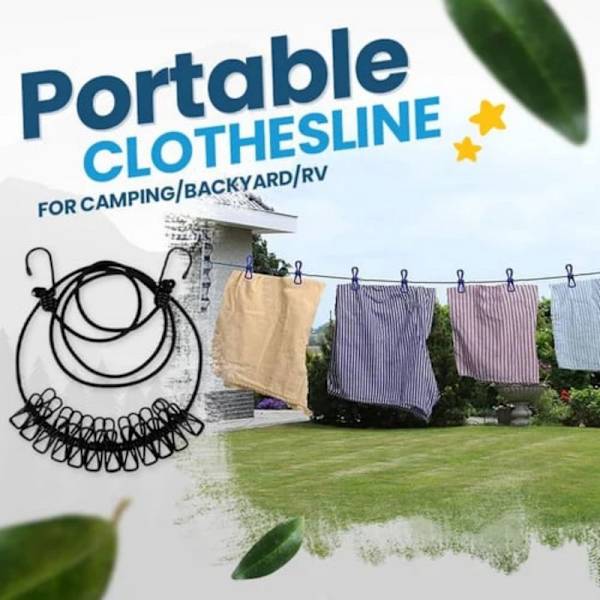 Bærbar tøjsnor til camping/baggård/campingvogn Bærbar stærk strækudendørs tøjsnor blue