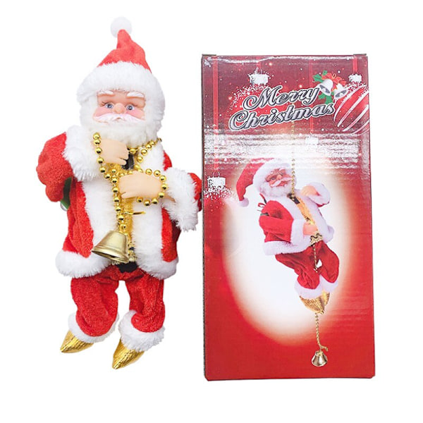Kiipeily Joulupukin sähköinen pehmolelu jouluhahmo red 12.5*13*21CM