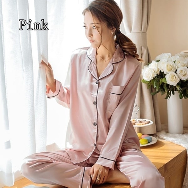 Plus size cardigan långärmad enfärgad hempyjamas pink 6XL
