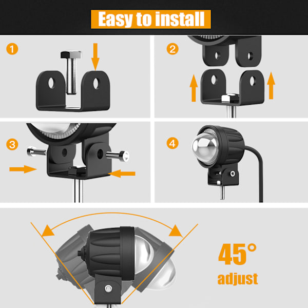 2st Motorcykel Led Pod 60W 6000K Körljus Super Spotlight Offroad Dimljus Extraljus Arbetsljus för SUV