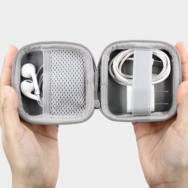 Mini Hörlursväska Hörlurar Case Box Förvaringsväska gray 8x8x4cm