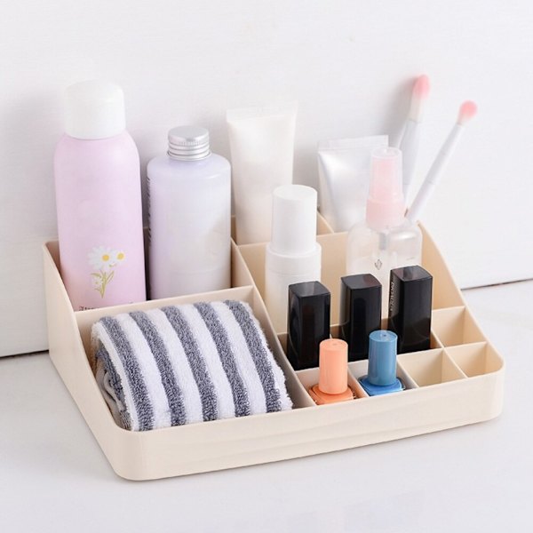 Desktop Diverse Smink Kosmetisk Make Up Case Förvaringsfodral white 23.6*18.5*7.5cm
