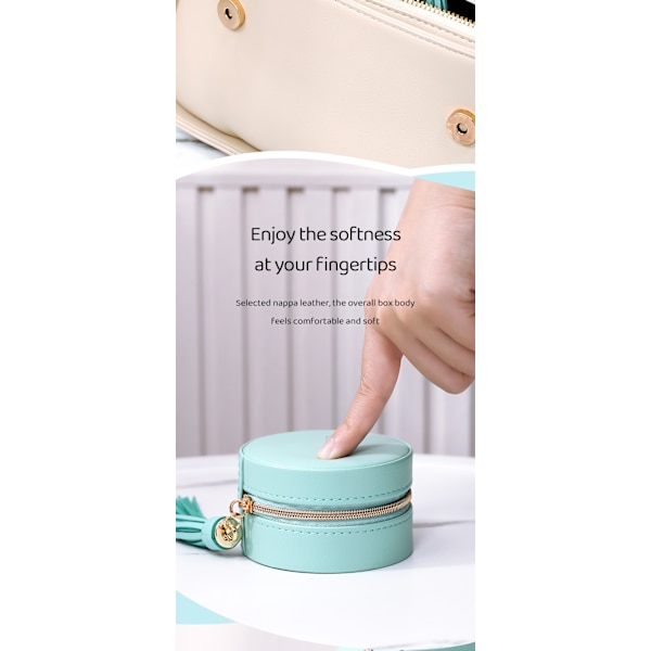 Resor Bärbara smycken Mini runda läder smycken förvaringsbox blue