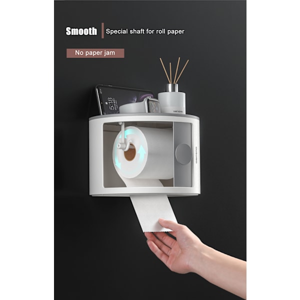 Seinään kiinnitettävä kylpyhuoneen pehmopaperilaatikon säilytysteline gray 2pcs