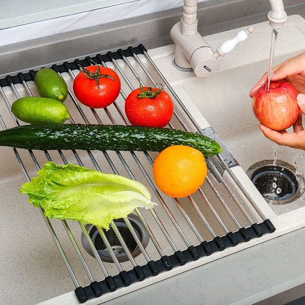 Foldbart opvaskestativ Multi-Use køkken silikone afløb red 235*370mm