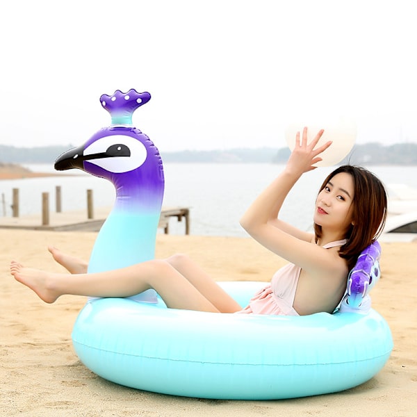 Oppustelig Peacock Svømmering Sommer Pool Floats blue small