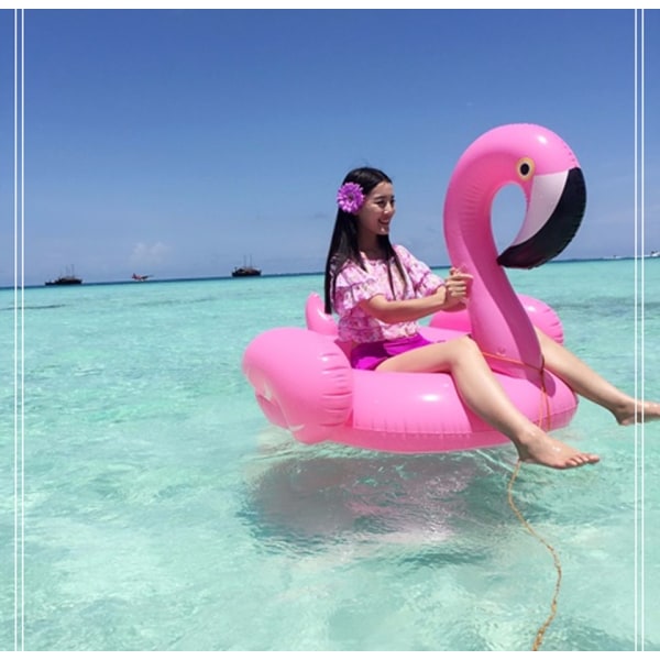 Jätte uppblåsbar Flamingo Pool Float Ride-On Simring pink 150*150*85CM