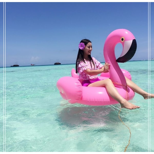 Jätte uppblåsbar Flamingo Pool Float Ride-On Simring rose gold 150*150*85CM