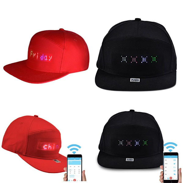 Unisex Bluetooth LED Mobiltelefon APP Styrd basebollhatt red 26*20*11cm