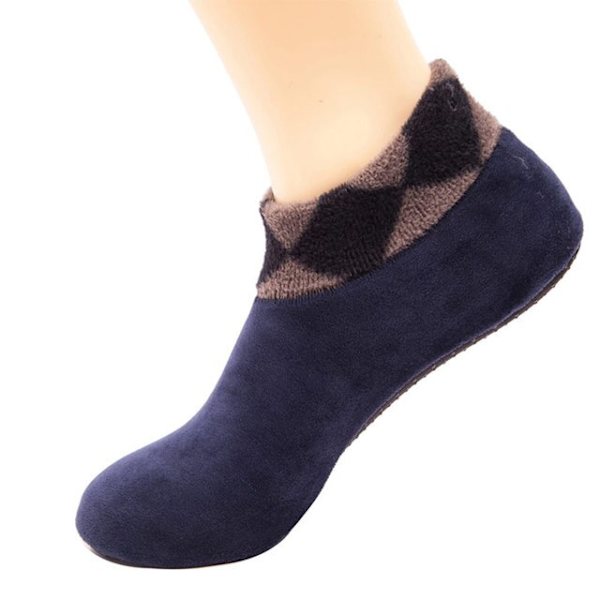 Mænd Kvinder Tykke Vinter Varme Sokker Skridsikre Indendørs Gulv Bløde Casual Slipper Strømpebukser Navy blue Male