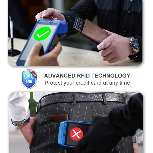Automatisk kortholder med RFID-beskyttelse Mörkbrun