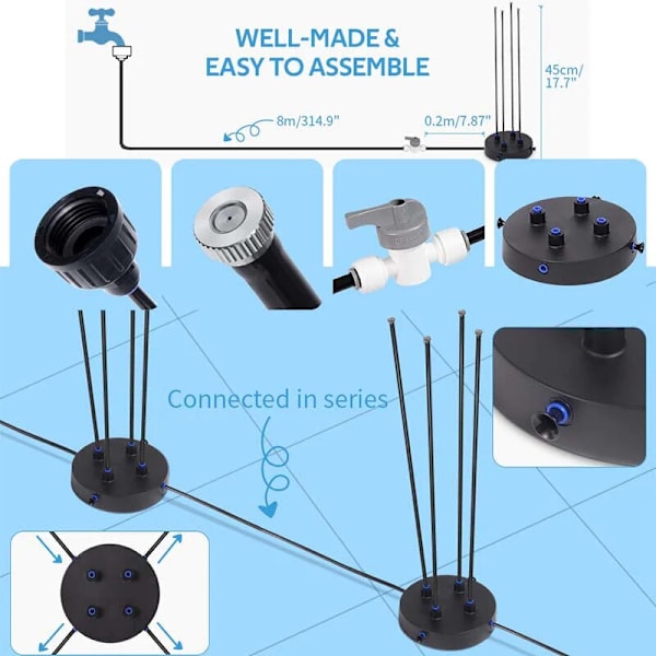 Ståande spraykylsystem för gårdskylbevattning black 19*19*6cm(packaging)