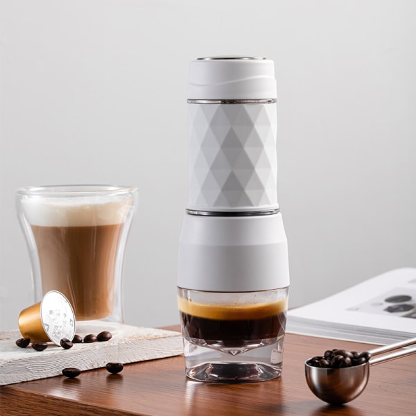 Bärbar espressomaskin kökskontor manuellt white
