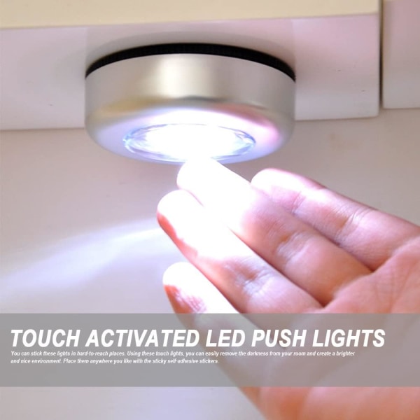 4 dele Touch Light LED Batterilampor - Inomhus Stick-on Push Light