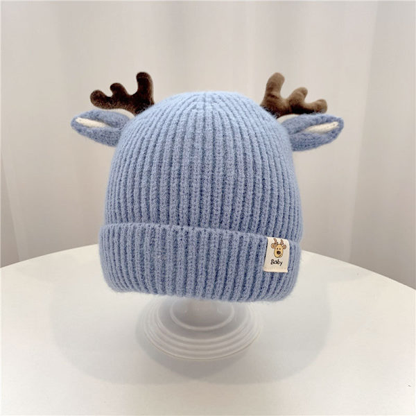 Christmas Stickad Baby Beanie Söt Deer Ear Tjock varm mössa Enfärgad red