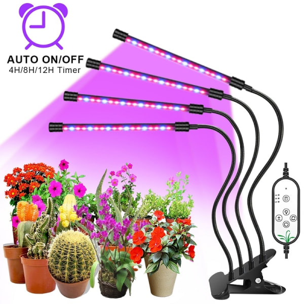 2/4 LED Grow Light USB Phyto Lamp Fuldt spektrum til planter 4 Heads USB Port