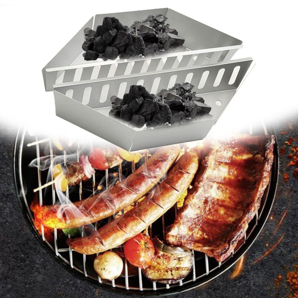 2 stk Sølv BBQ Kullkurver Verktøy Brikett Holdere for Røykkjele Griller Grilling Barbeque silver 2pcs