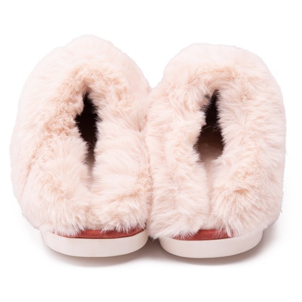 Vintervarma plysch kvinnors tofflor Platta skor inomhus rutschkanor creamy-white 40-41 (fits 38-39)