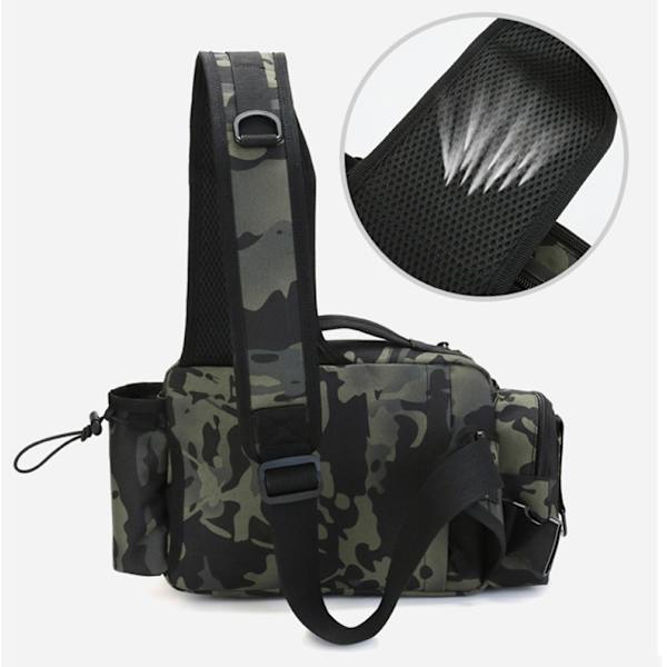 Multifunktionell lutande axelväska för fiske Scorpio Camo