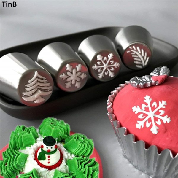 4st/ set kakmunstycke konditorivaror i rostfritt stål Cupcake silver 4pcs