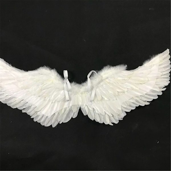 Änglavingar fjädervingar med elastiska remmar Justerbara Halloween-kostymvingar White one size