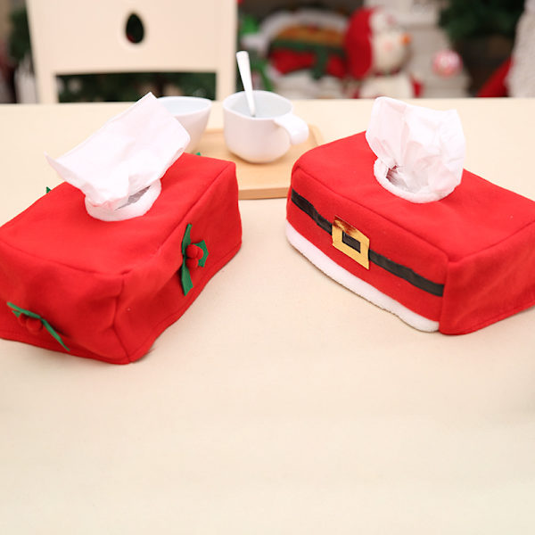 Julepynt til hjemmet Xmas Tissue Box Borddekoration red tissue box clover 10X13X24cm