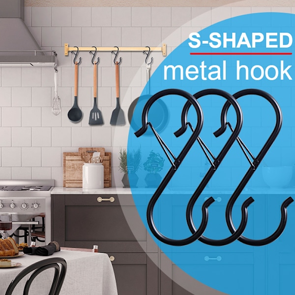 10 Stk S Metalkrog Rustfrit Stål Metal Bøjler Hængekroge black 10pcs