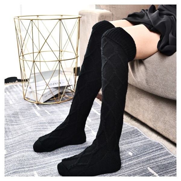 Over Knee Braided Bowknot Decor Skinny Long Christmas Socks white