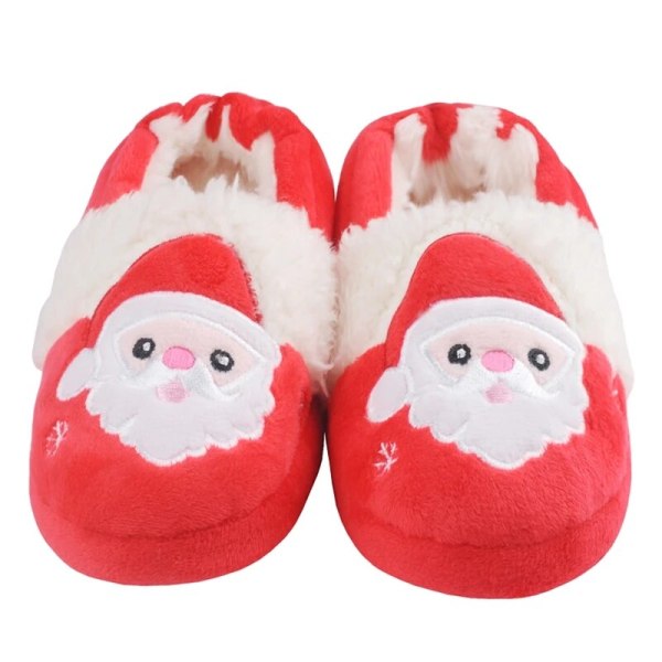 Toddler Tofflor Vinter Plysch Varm Cartoon Santa Claus Deer Julklappar red 9-10 toddler