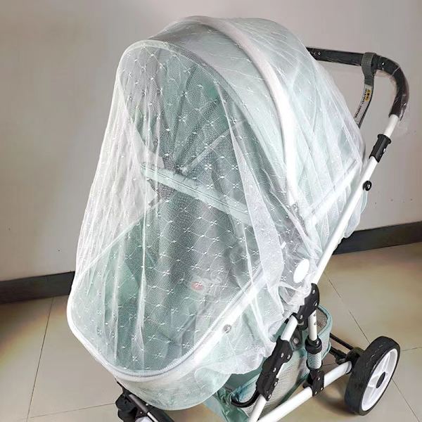 Full Cover Myggenet Til Barnevogn Åndbar Mesh Snøre Myggenet Til Baby Vugge White