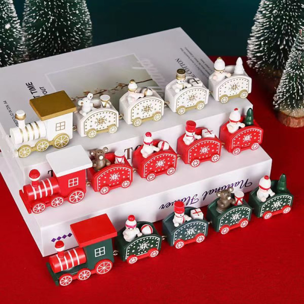 Jul trä tåg leksaker dekoration hem barn gåvor green four