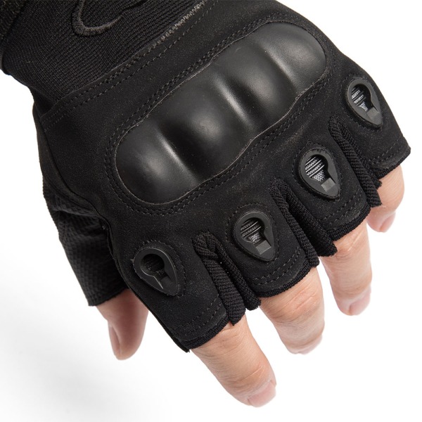 Unisex halvfinger taktiska handskar Hard Knuckle Combat Jakt Black L