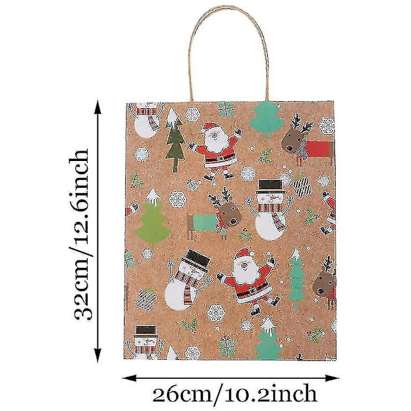 12 Styck Julpåsar Presentpåsar Kraftpapper Festpåsar Julpåsar Papper