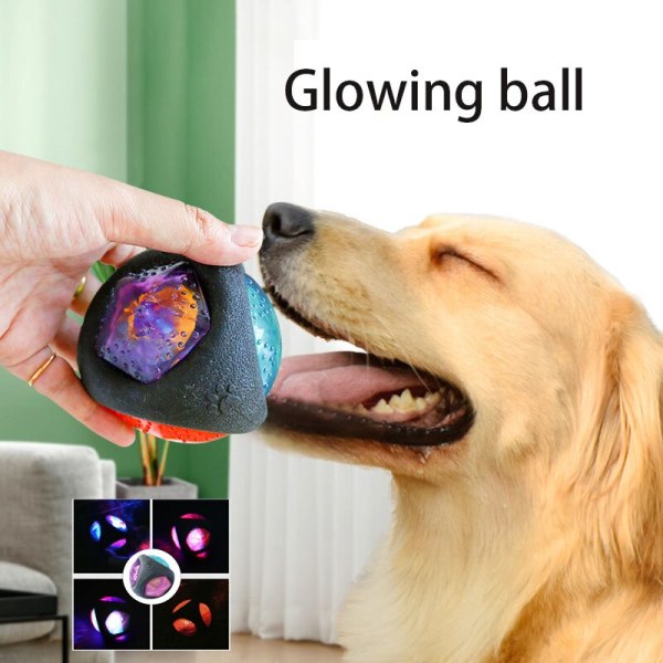Dog Ball Interactive Toy Lights Up Pet Ball För aggressiva tuggare Spela Pet Ball Toy black
