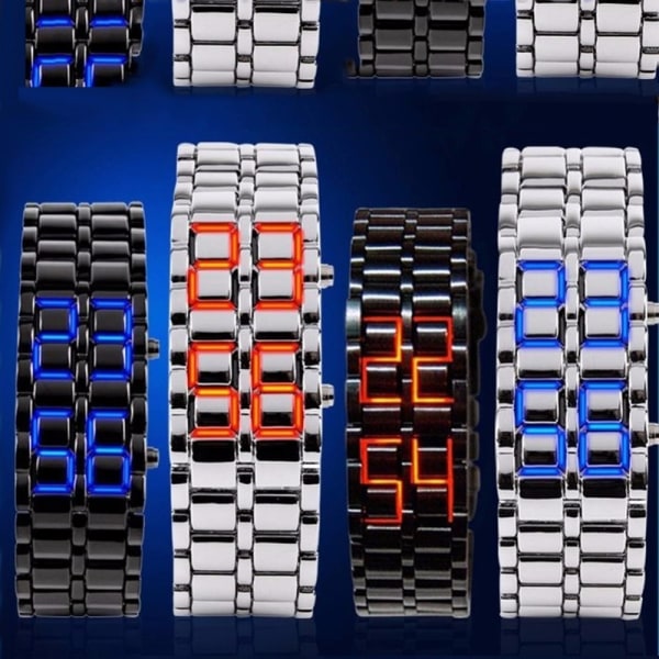 Version LED Lava Armbåndsur Par Version Chain Watch silver+red 12.5*25*210mm
