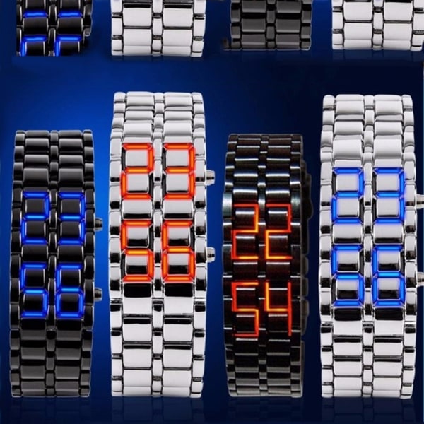 Version LED Lava Rannekellot Pari Version Watch Watch black+blue 12.5*25*210mm