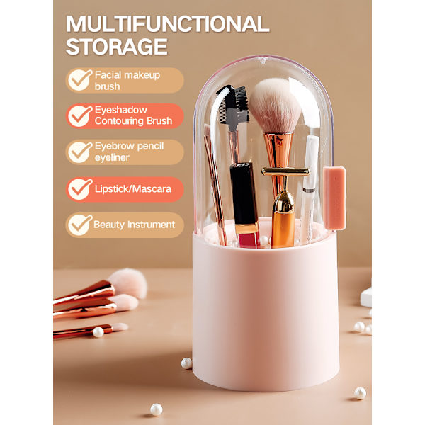 Lady's kosmetiske make-up børste opbevaringsboks white 22.5*10.5cm